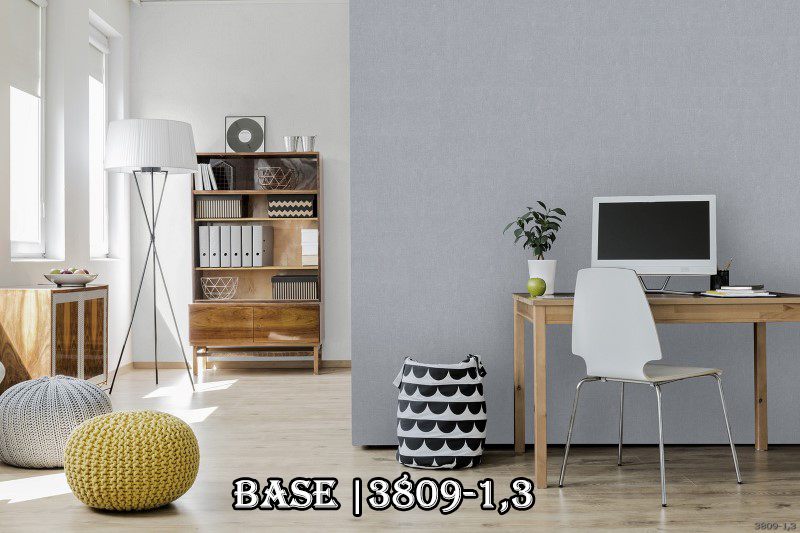 Sự kết hợp giữa 2 tông màu đơn sắc trắng và xám của giấy dán tường trong thiết kế nội thất hiện đại.
