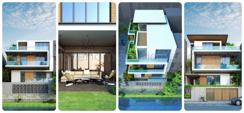 Thiết kế kiến trúc biệt thự cao bằng phong cách hiện đại cao cấp