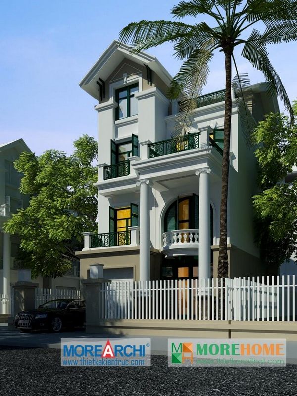 Thiết kế kiến trúc biệt thự 3 tầng mái thái hiện đại tại Mỹ Đình Hà Nội