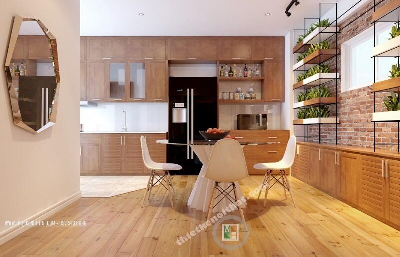Mẫu thiết kế phòng ăn đẹp với đồ nội thất hiện đại tiện nghi là một trong những xu hướng được  yêu thích hiện nay.