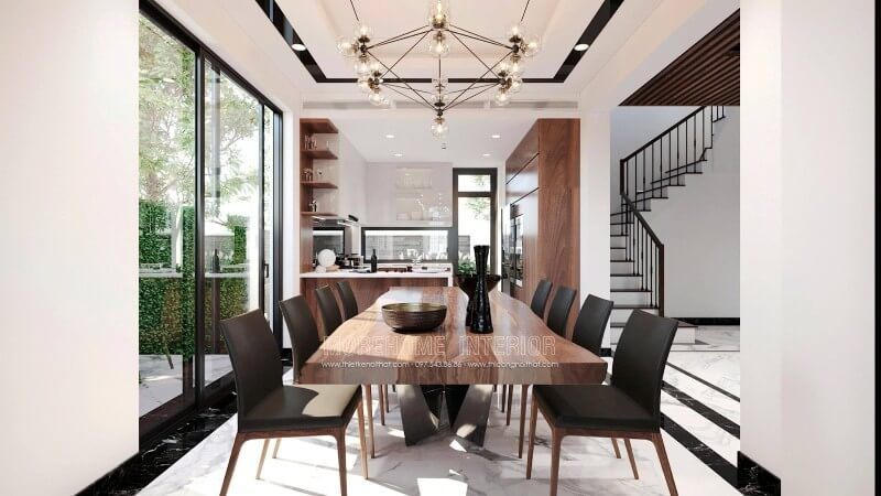 Mẫu thiết kế nội thất phòng ăn sang trọng của biệt thự.